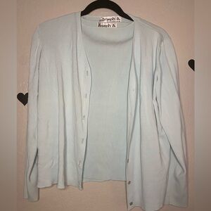 Joseph A. Light Blue Knit Cardigan & Tank Twin Set – Size L
